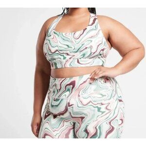 Athleta 981760 Ultimate Printed Sports Bra D-DD Marble Multi Women's 3X NWT $54